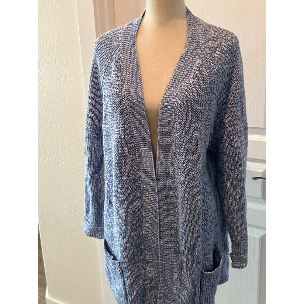 Woolovers Long Cardigan XL 100% Cotton Knit Pockets Classic Career